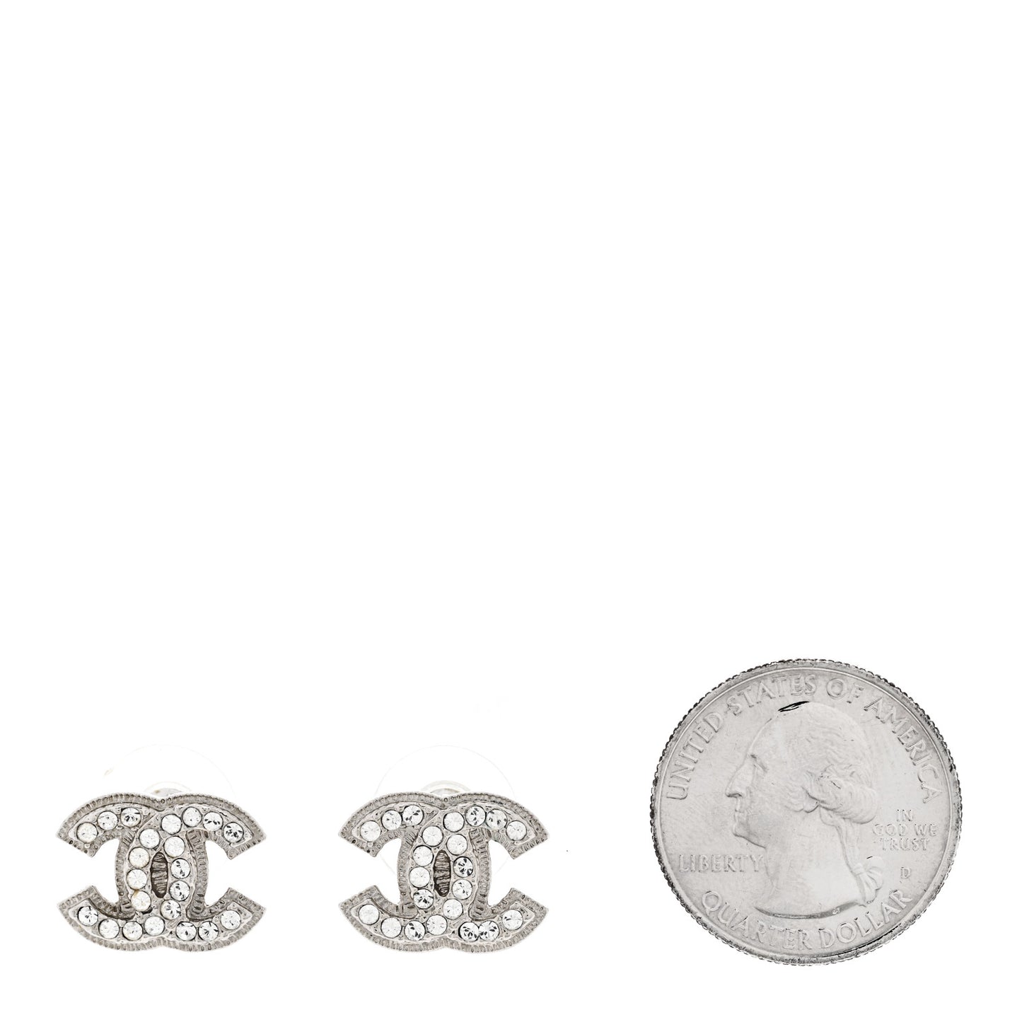 Crystal Mini CC Earrings Silver