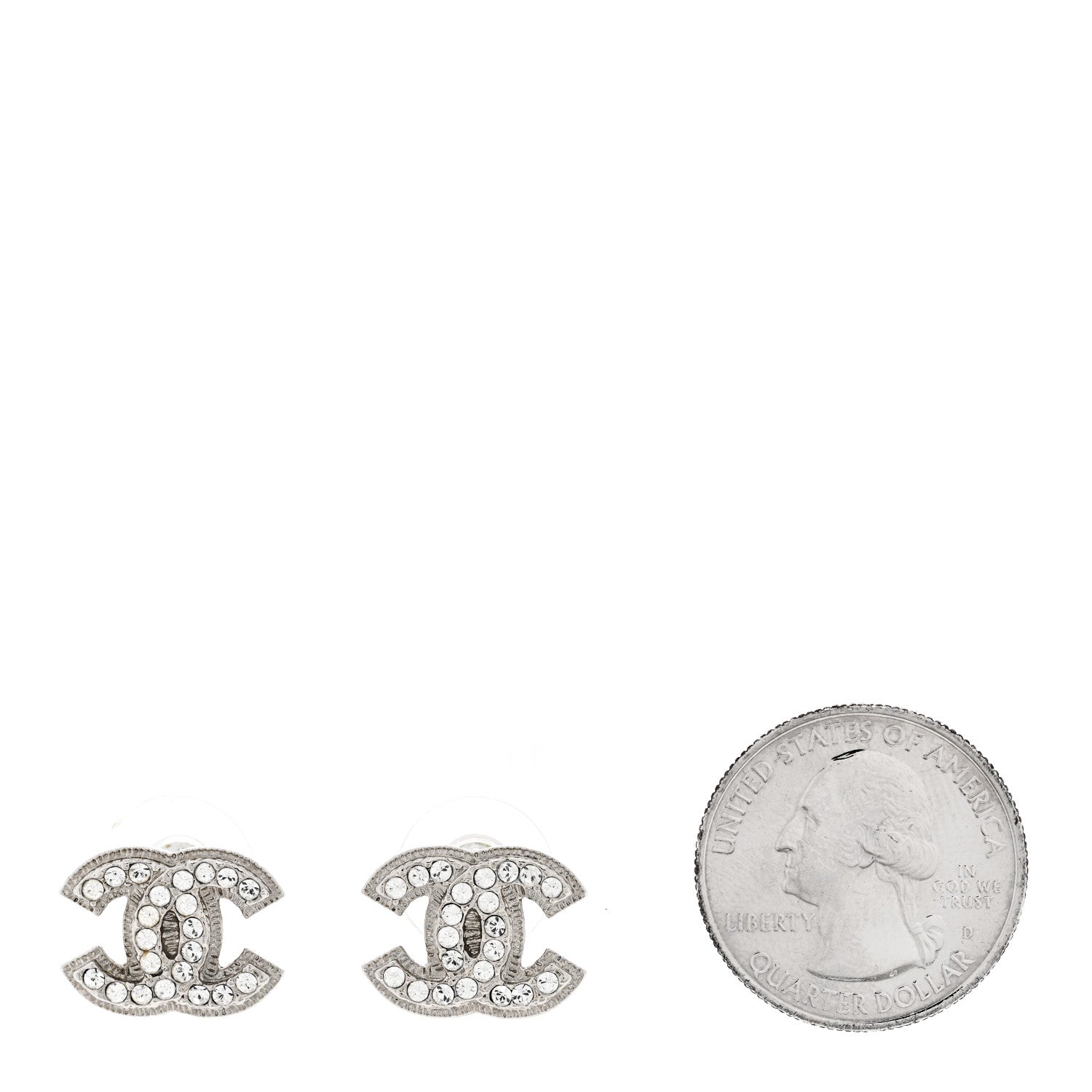 Chanel Crystal Mini CC Earrings Silver 2 of 4