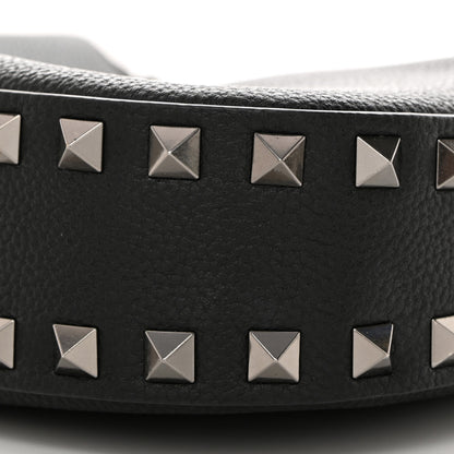 Valentino Garavani Grained Calfskin Rockstud Hobo Bag Black 9 of 9