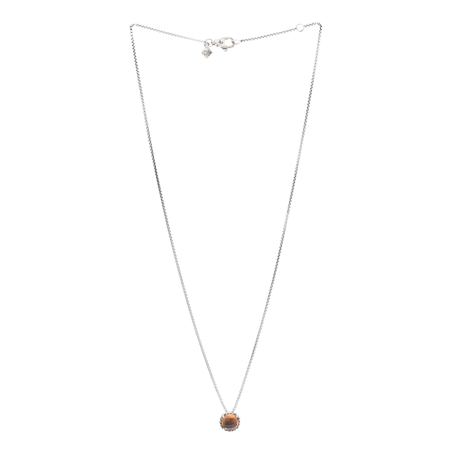 David Yurman Sterling Silver Citrine 8mm Petite Chatelaine Pendant Necklace 3 of 6