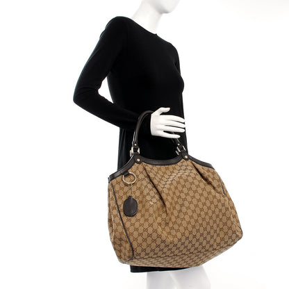 Gucci Monogram Dollar Calfskin Large Sukey Tote Beige Ebony Testa di Moro 2 of 12