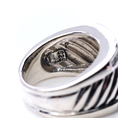 David Yurman Sterling Silver Diamond Cable Cigar Band Ring 56 7.5 6 of 6
