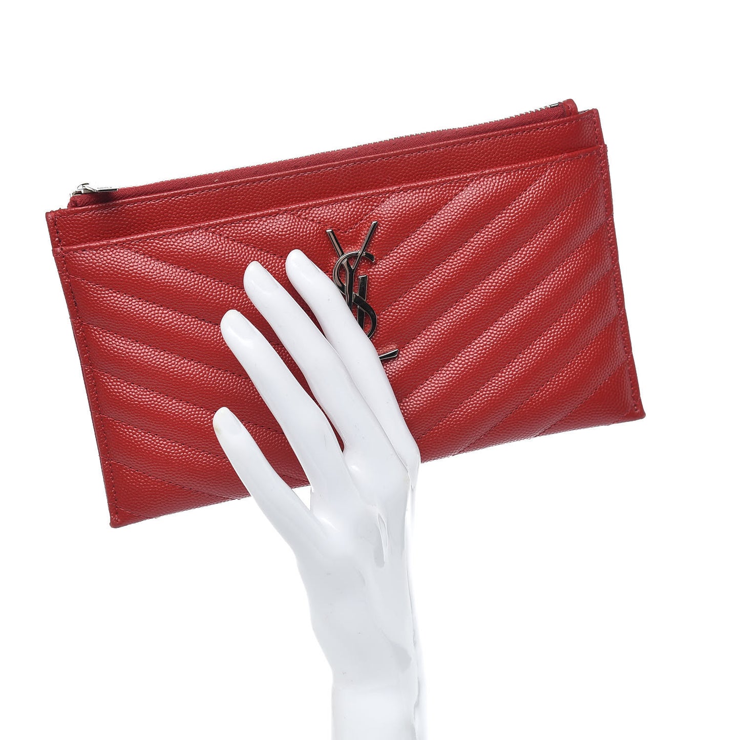 Grain De Poudre Chevron Monogram Bill Pouch Rouge Eros