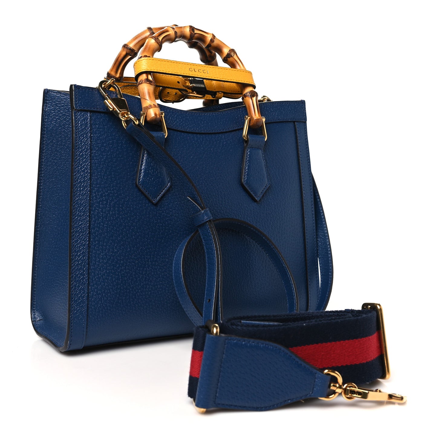 Textured Dollar Calfskin Web Small Diana Tote Bag Royal Crop