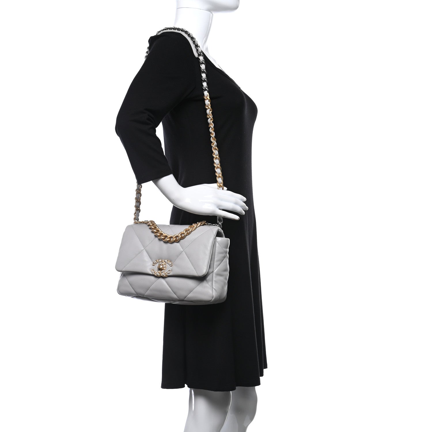 Chanel Lambskin Quilted Medium Chanel 19 Flap Grey 2 of 11