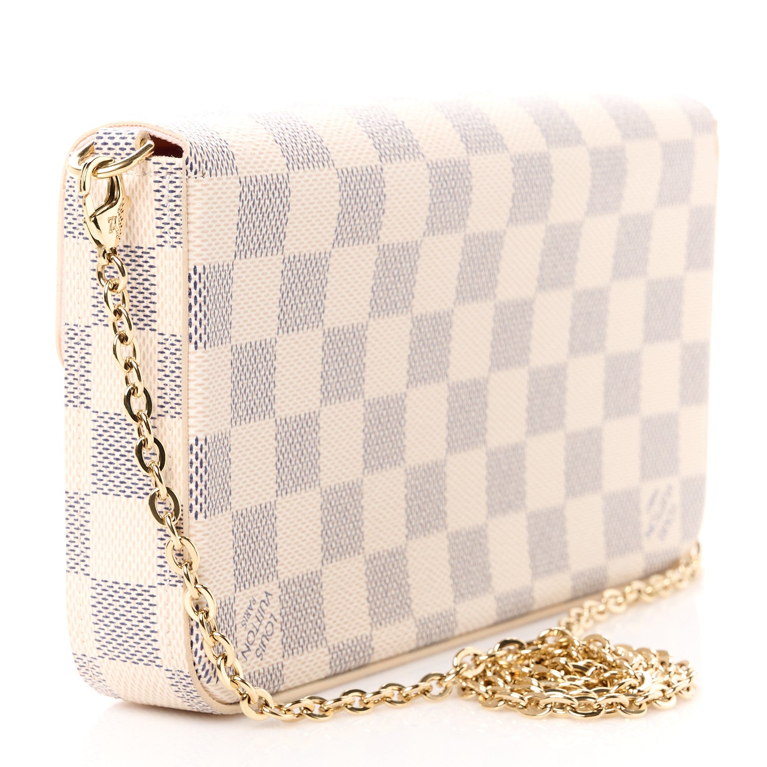 Louis Vuitton Damier Azur Pochette Felicie Chain Wallet Rose Ballerine 3 of 9