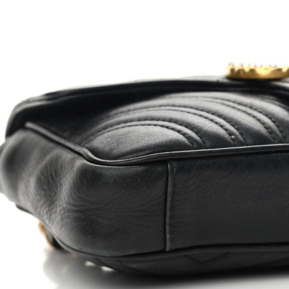 Gucci Calfskin Matelasse Pearly GG Marmont Chain Belt Bag Black 13 of 20