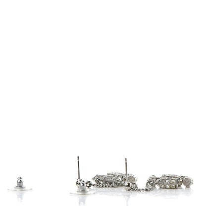 Chanel Baguette Crystal CC Drop Earrings Silver 3 of 4