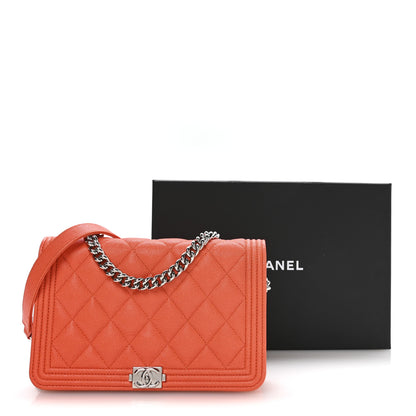 Chanel Caviar Quilted Boy Wallet On Chain WOC Orange 12 of 12