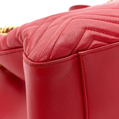 Gucci Calfskin Matelasse Medium GG Marmont Shoulder Tote Bag Hibiscus Red 14 of 17