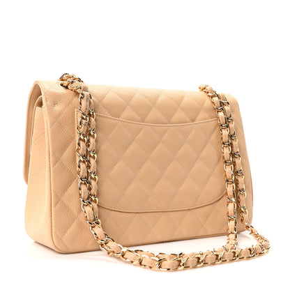 Chanel Caviar Quilted Jumbo Double Flap Beige 3 of 10