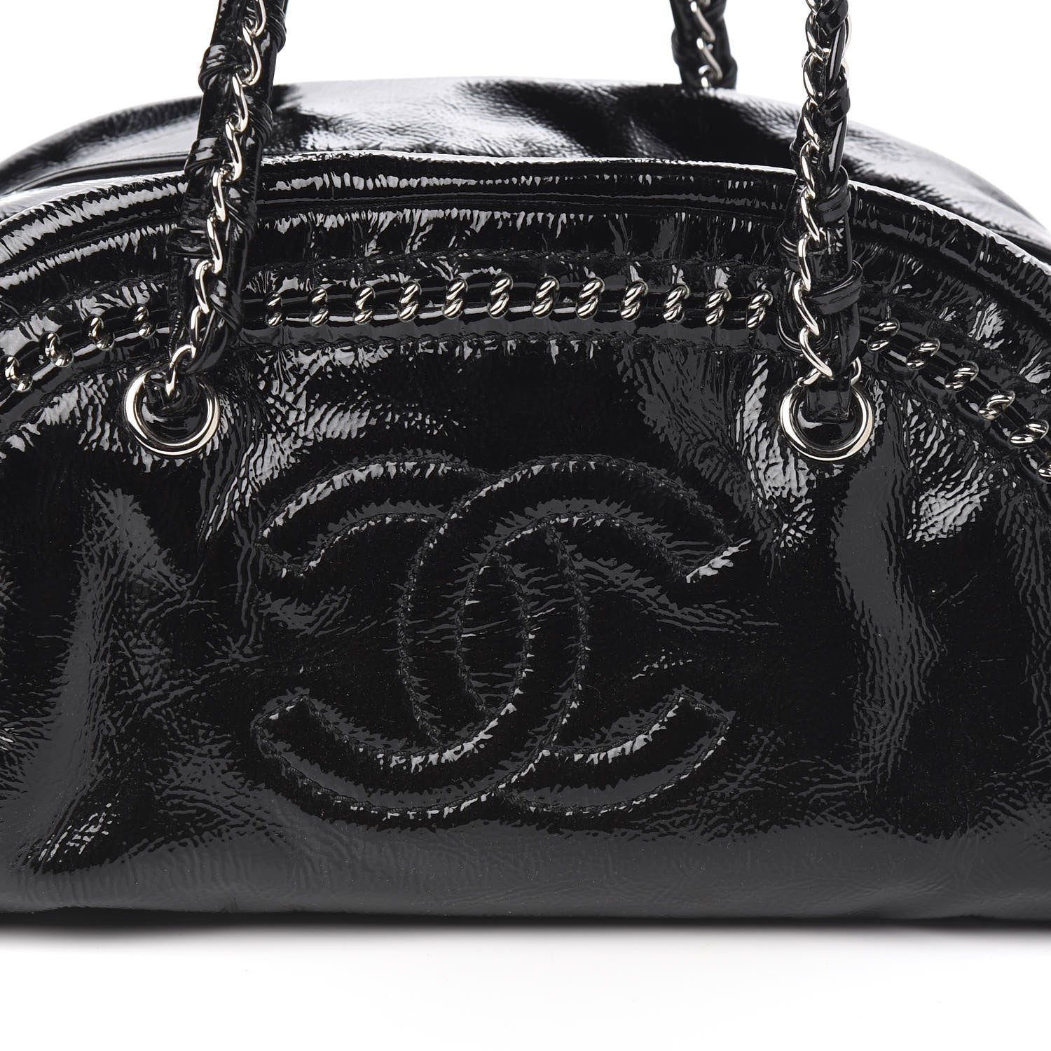 Chanel Patent Medium Luxe Ligne Bowler Black 7 of 7