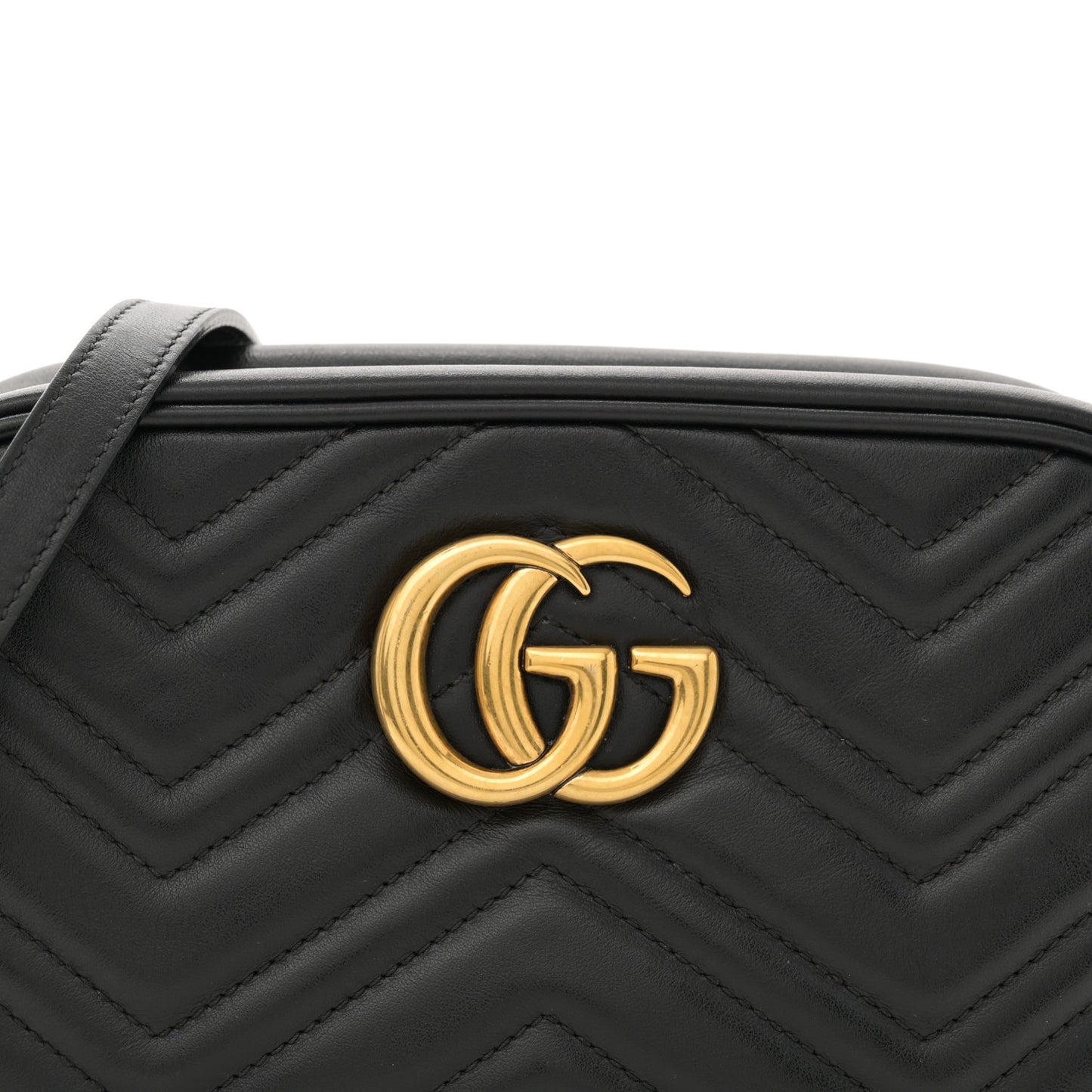 Calfskin Matelasse Small GG Marmont Chain Shoulder Bag Black