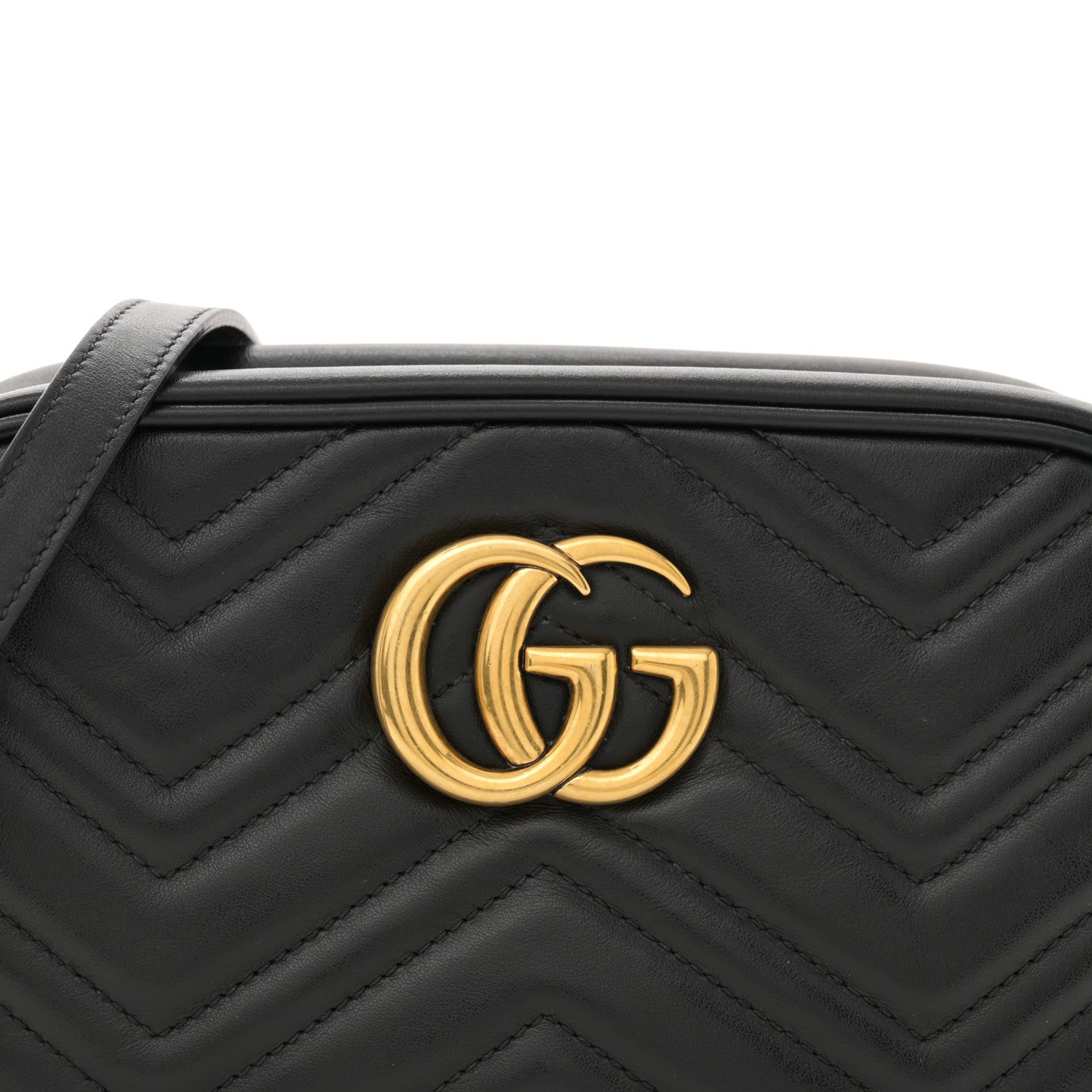 Gucci Calfskin Matelasse Small GG Marmont Chain Shoulder Bag Black 8 of 13
