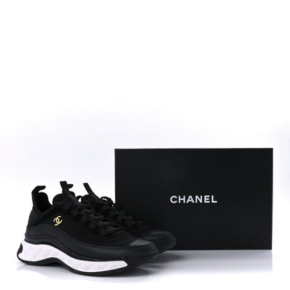 Chanel Velvet Calfskin Mixed Fibers CC Sneakers 38.5 Black 11 of 11