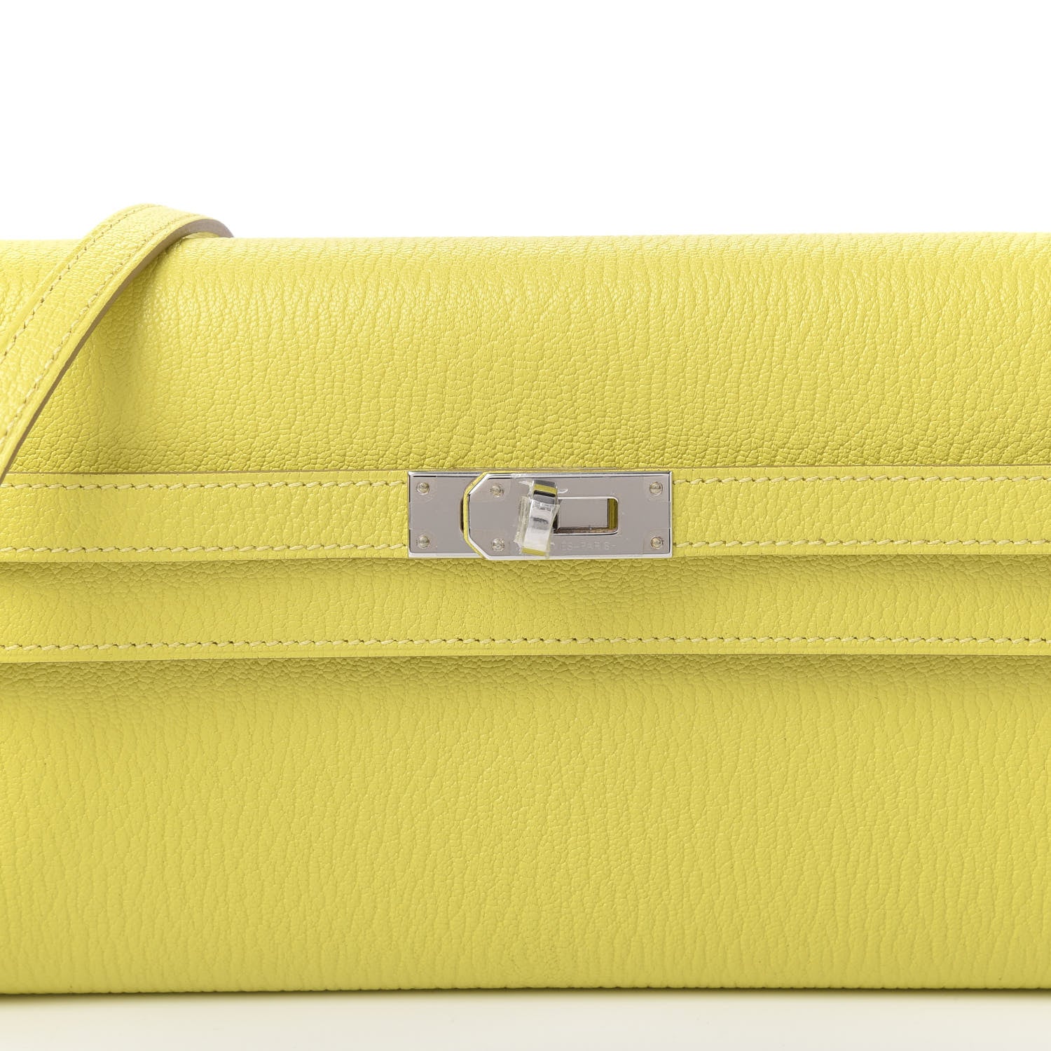 Hermes Chevre Mysore Kelly Wallet To Go Lime 8 of 9