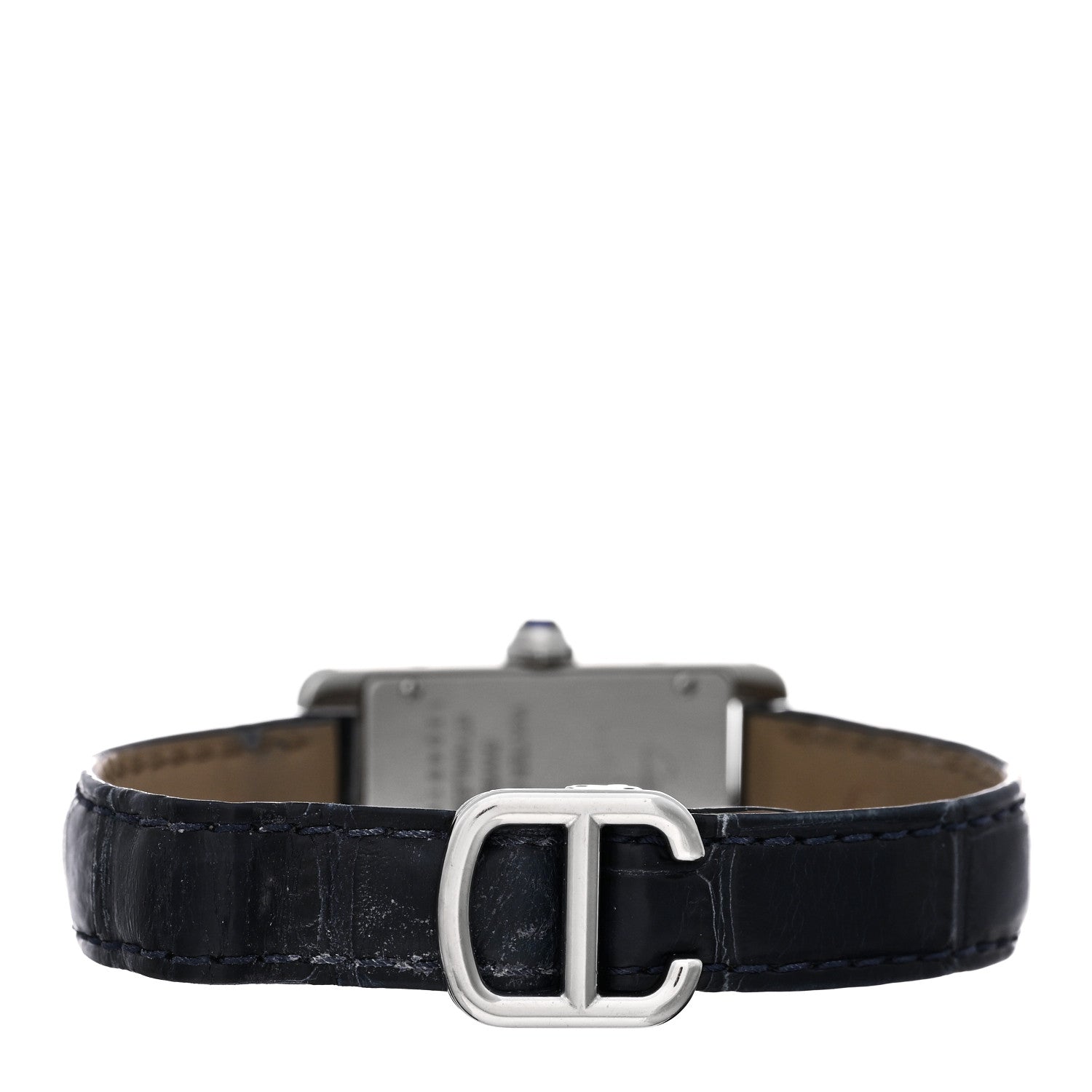 Cartier Stainless Steel Alligator 19mm Tank Americaine Quartz Watch Blue 3 of 5