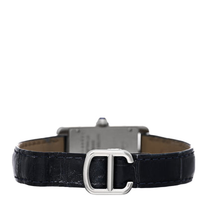 Cartier Stainless Steel Alligator 19mm Tank Americaine Quartz Watch Blue 3 of 5