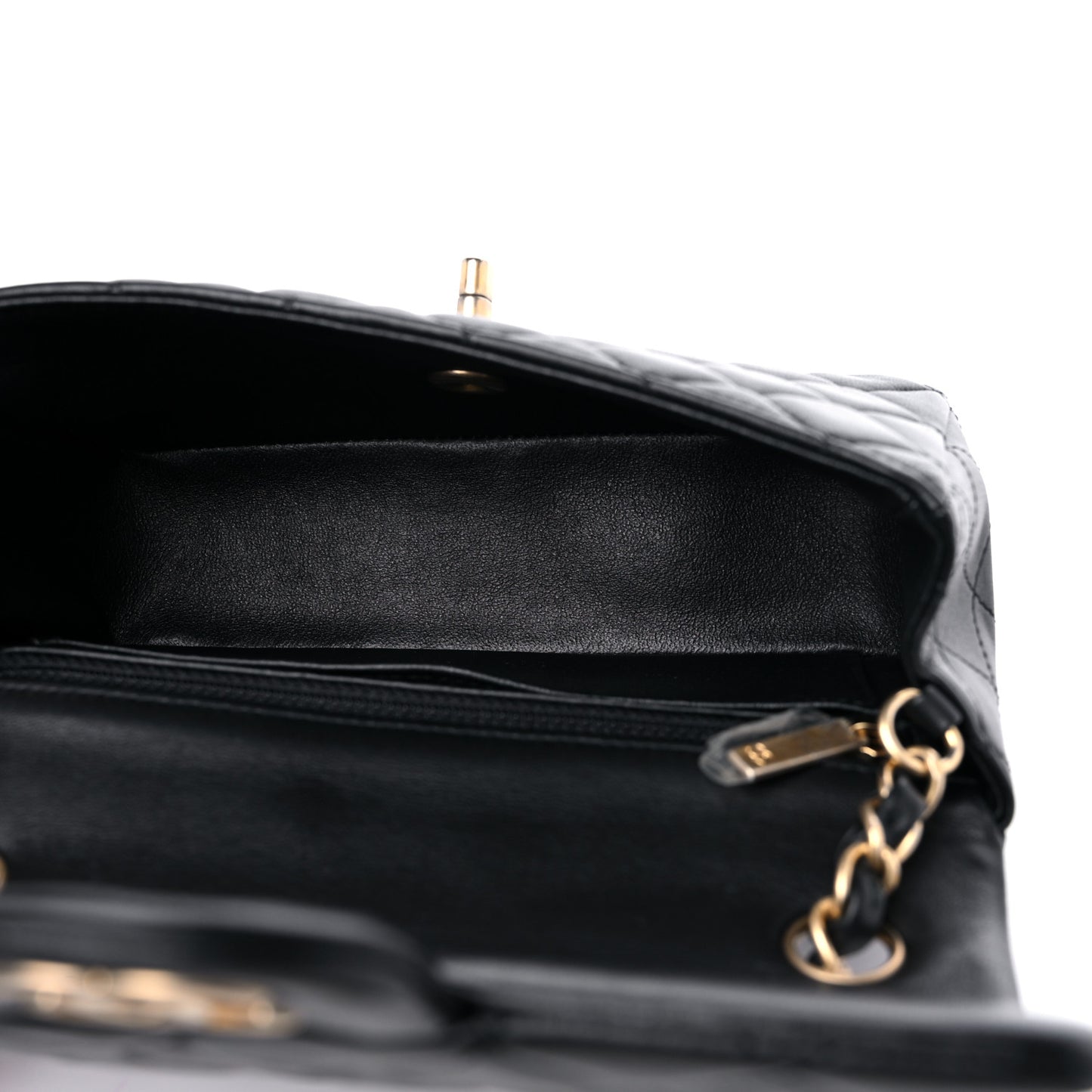 Lambskin Quilted Mini Rectangular Flap Black