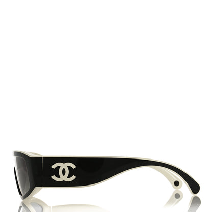 Chanel Acetate Cat Eye Sunglasses 6057 Black White 2 of 8