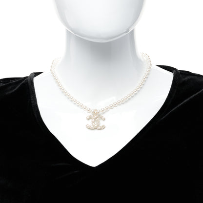 Chanel Pearl Crystal Baguette CC Short Necklace Gold 2 of 6