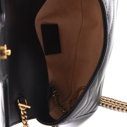 Gucci Calfskin Matelasse Super Mini GG Marmont Shoulder Bag Black 4 of 12