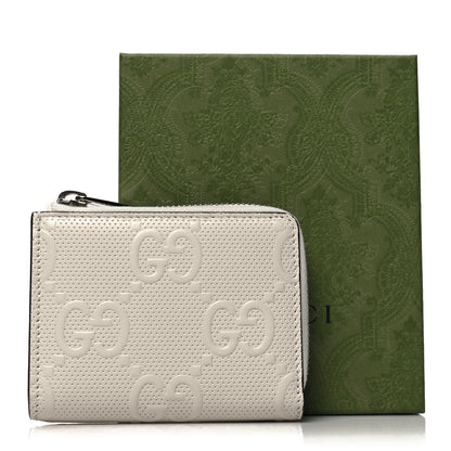 Gucci Calfskin GG Tennis Embossed Zip Around Card Case Wallet Mystic White 11 of 11