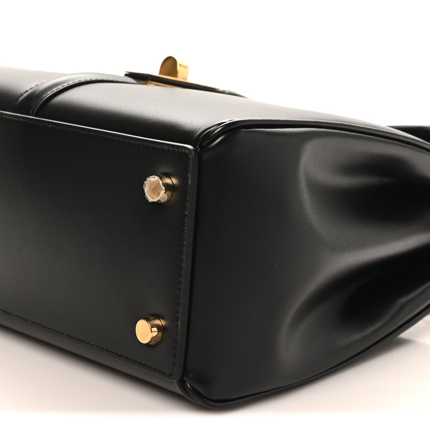 Satinated Calfskin Small 16 Top Handle Bag Black