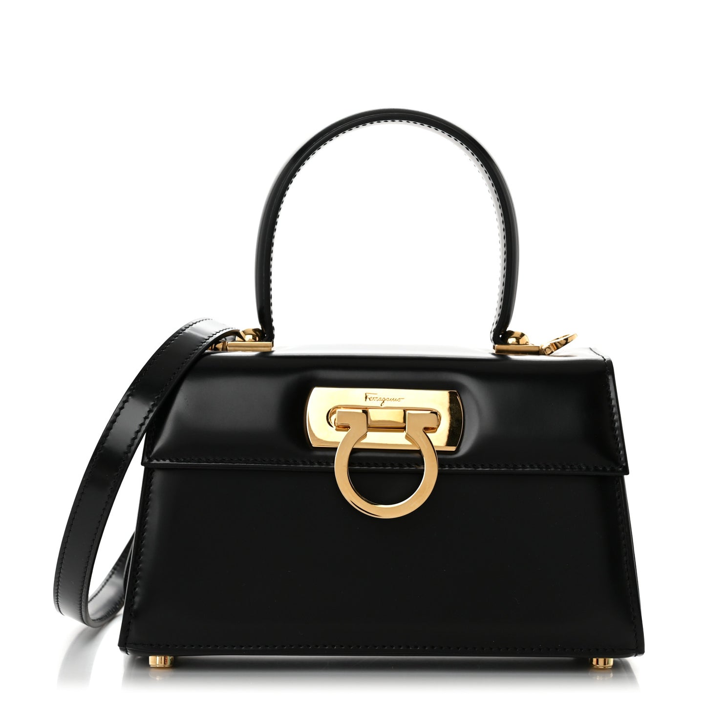 Brushed Off Calfskin Iconic Top Handle Bag Black