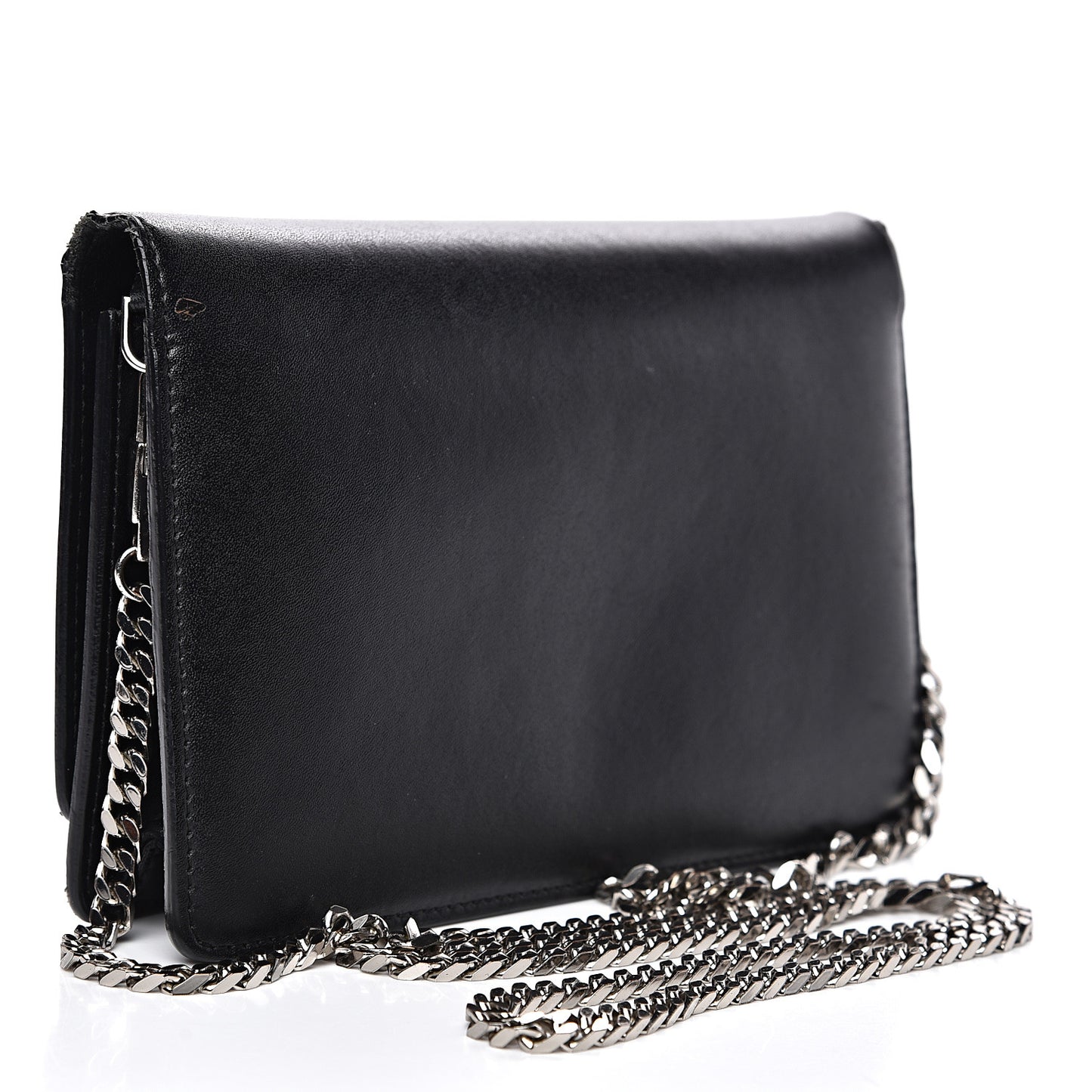 Calfskin Star Pandora Chain Wallet Black