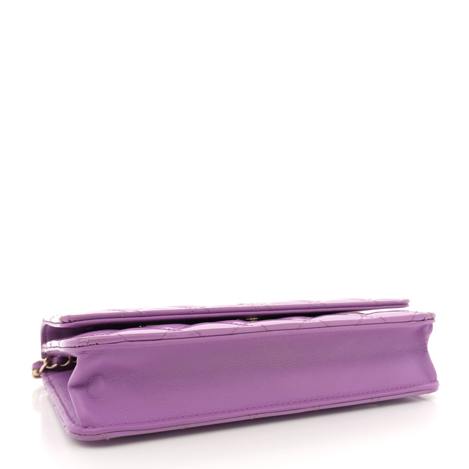 Chanel Patent Quilted Wallet On Chain WOC Purple 4 of 13