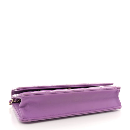 Chanel Patent Quilted Wallet On Chain WOC Purple 4 of 13