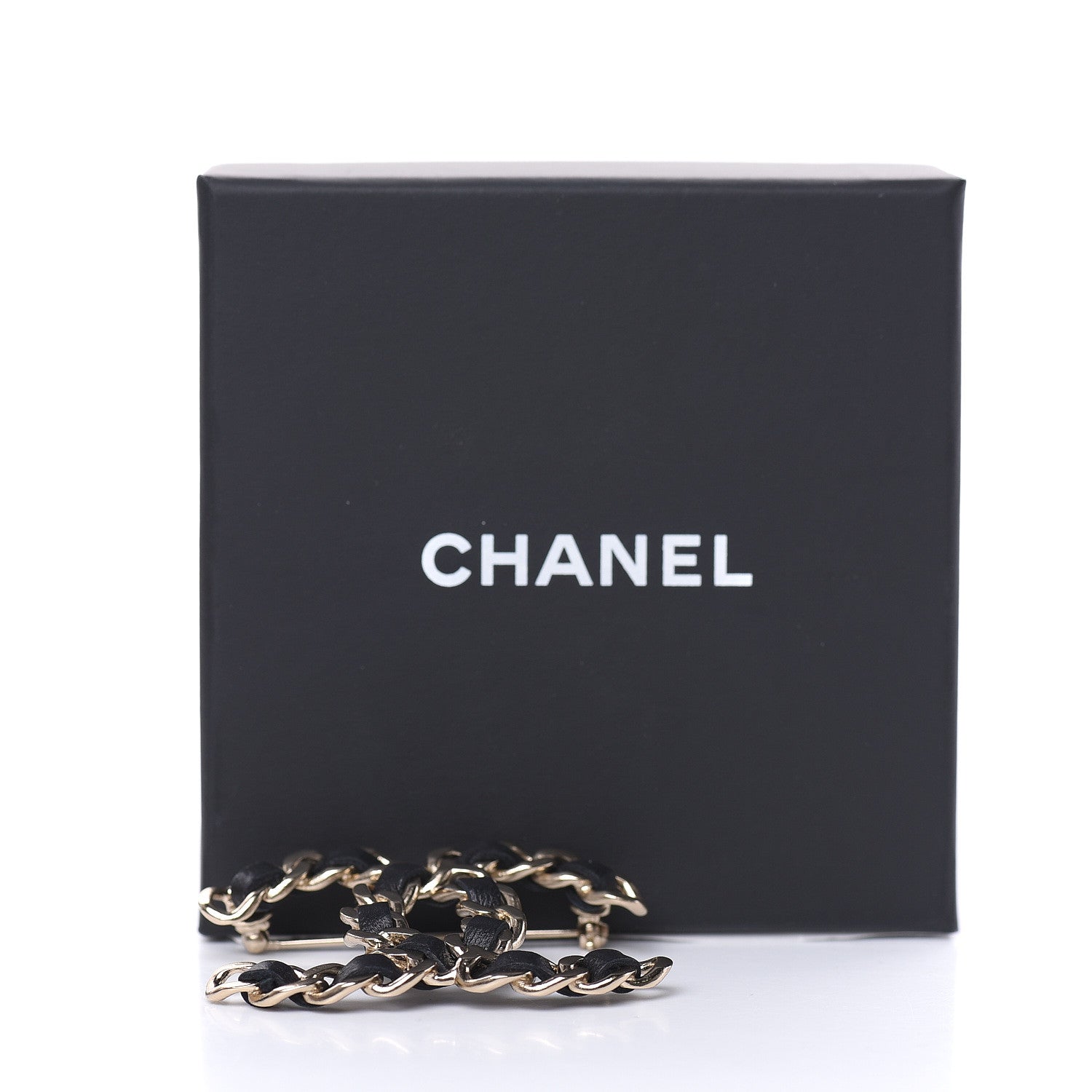 Chanel Lambskin Chain CC Brooch Black Gold 5 of 5