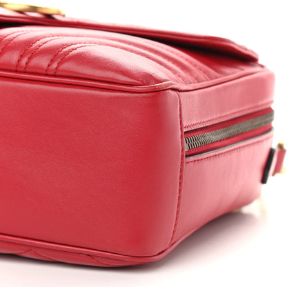 Gucci Calfskin Matelasse Sylvie Web Small GG Marmont Top Handle Shoulder Bag Hibiscus Red 10 of 11