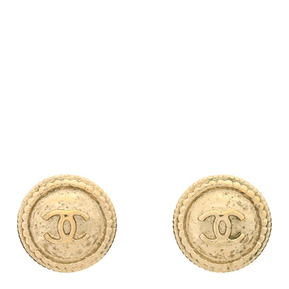 Chanel Metal Medallion Studded CC Earrings Gold 1 of 3