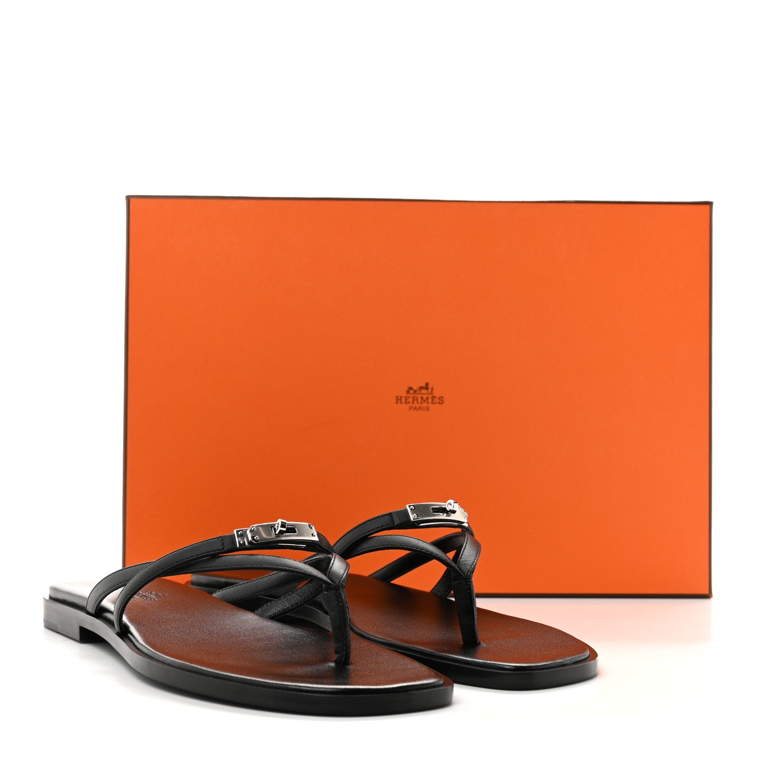 Hermes Calfskin Miss Sandals 38 Black 9 of 9