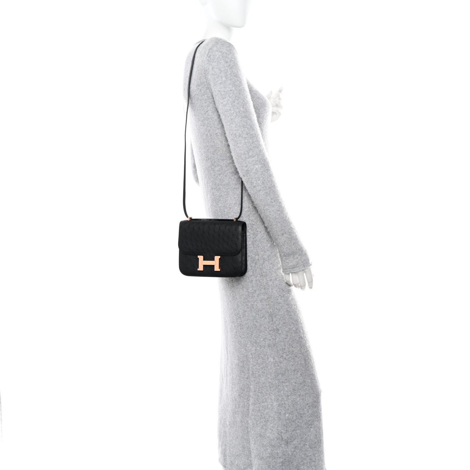 Hermes Ostrich Constance 18 Black 2 of 12