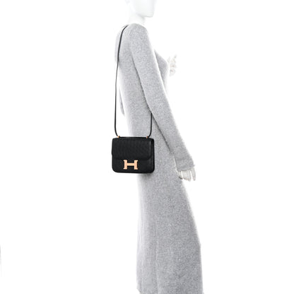 Hermes Ostrich Constance 18 Black 2 of 12