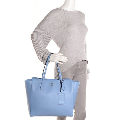 Gucci Dollar Calfskin Medium Swing Tote Mineral Blue 2 of 9