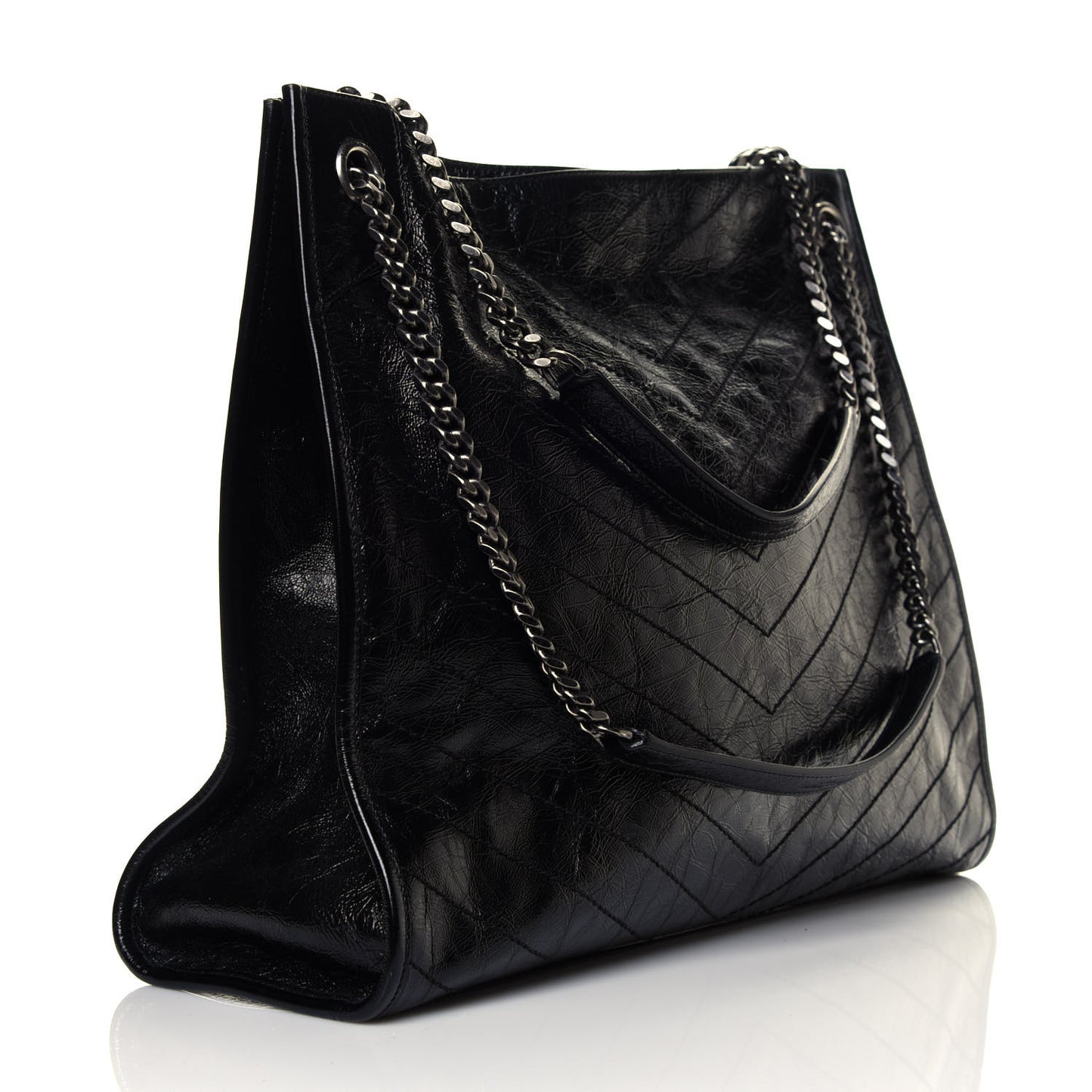 Crinkled Calfskin Matelasse Monogram Niki Shoulder Bag Black