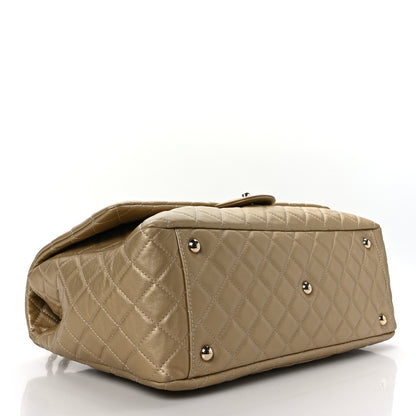 Chanel Metallic Calfskin Quilted Small XXL Travel Flap Bag Gold 4 of 12