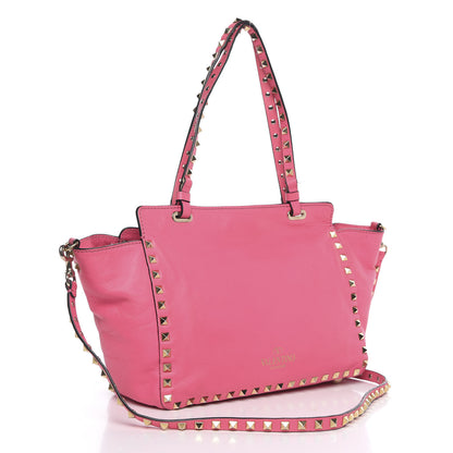 Valentino Garavani Vitello Small Rockstud Tote Fuxia Fluo 3 of 13