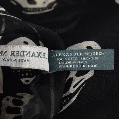 Alexander McQueen Silk Chiffon Skull Scarf Black Ivory 5 of 6