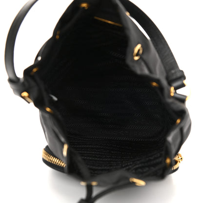 Prada Saffiano Tessuto Nylon Mini Bucket Crossbody Bag Black 5 of 9
