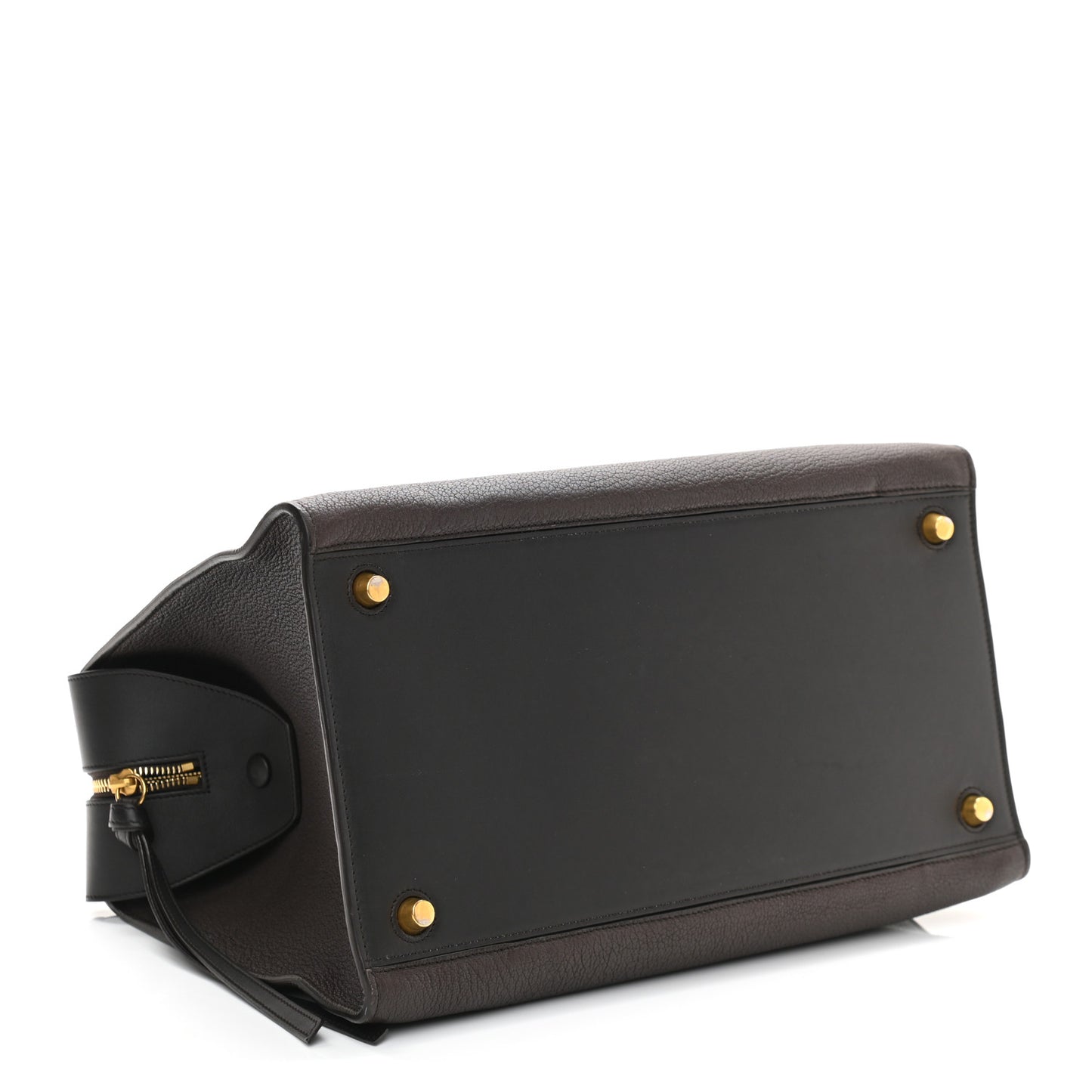 Goatskin Smooth Calfskin Medium Ring Bag Dark Taupe