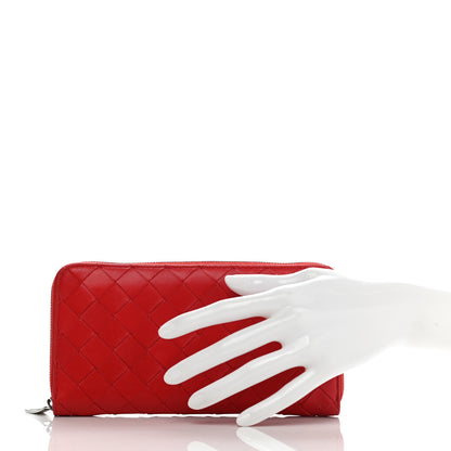 Bottega Veneta Nappa Intrecciato Zip Around Wallet Red 2 of 10