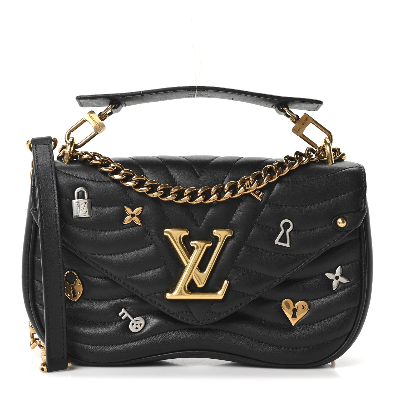 Louis Vuitton Calfskin Love Lock New Wave Chain MM Black 1 of 9