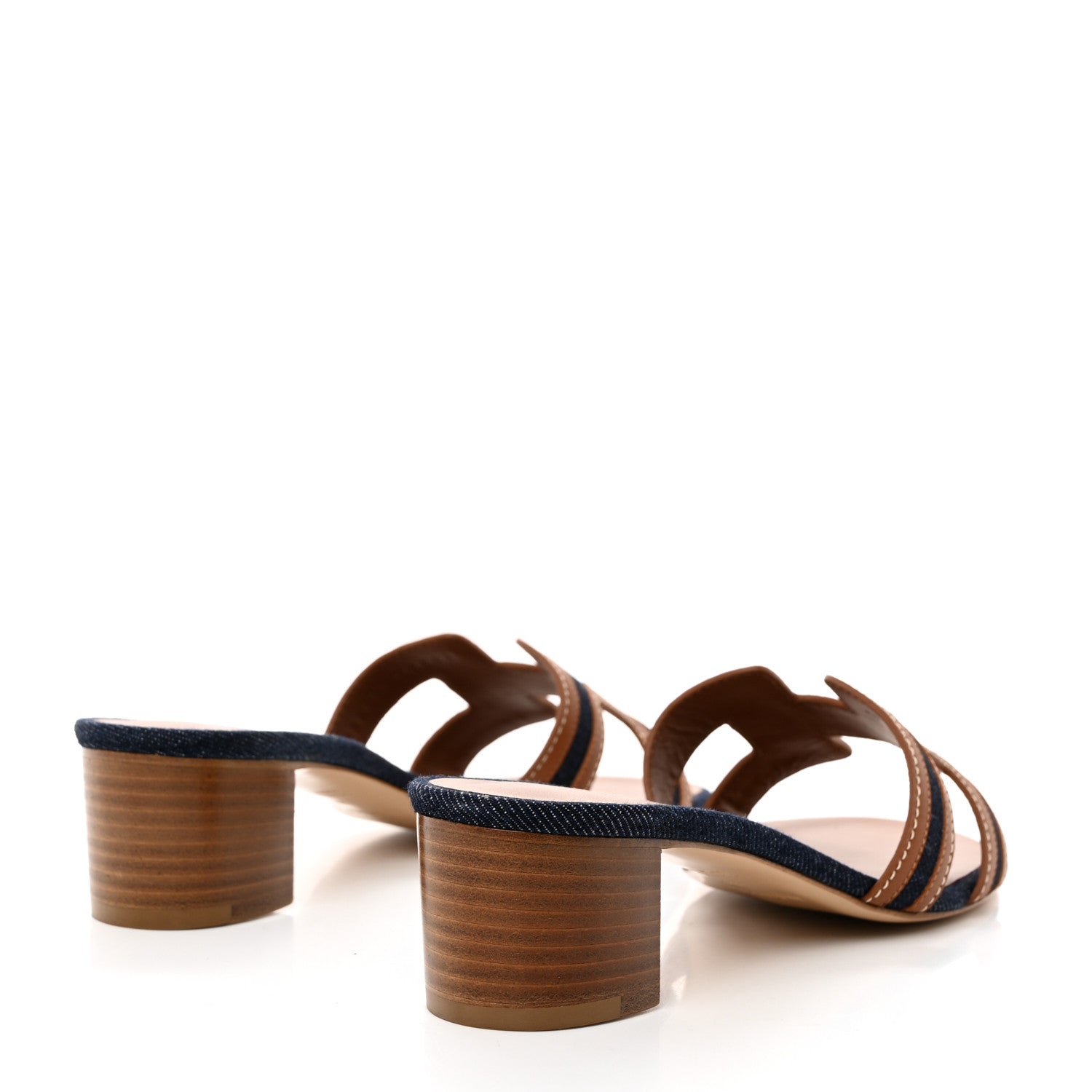 Hermes Calfskin Denim Oasis Sandals 38 Bleu Brut Gold 4 of 8