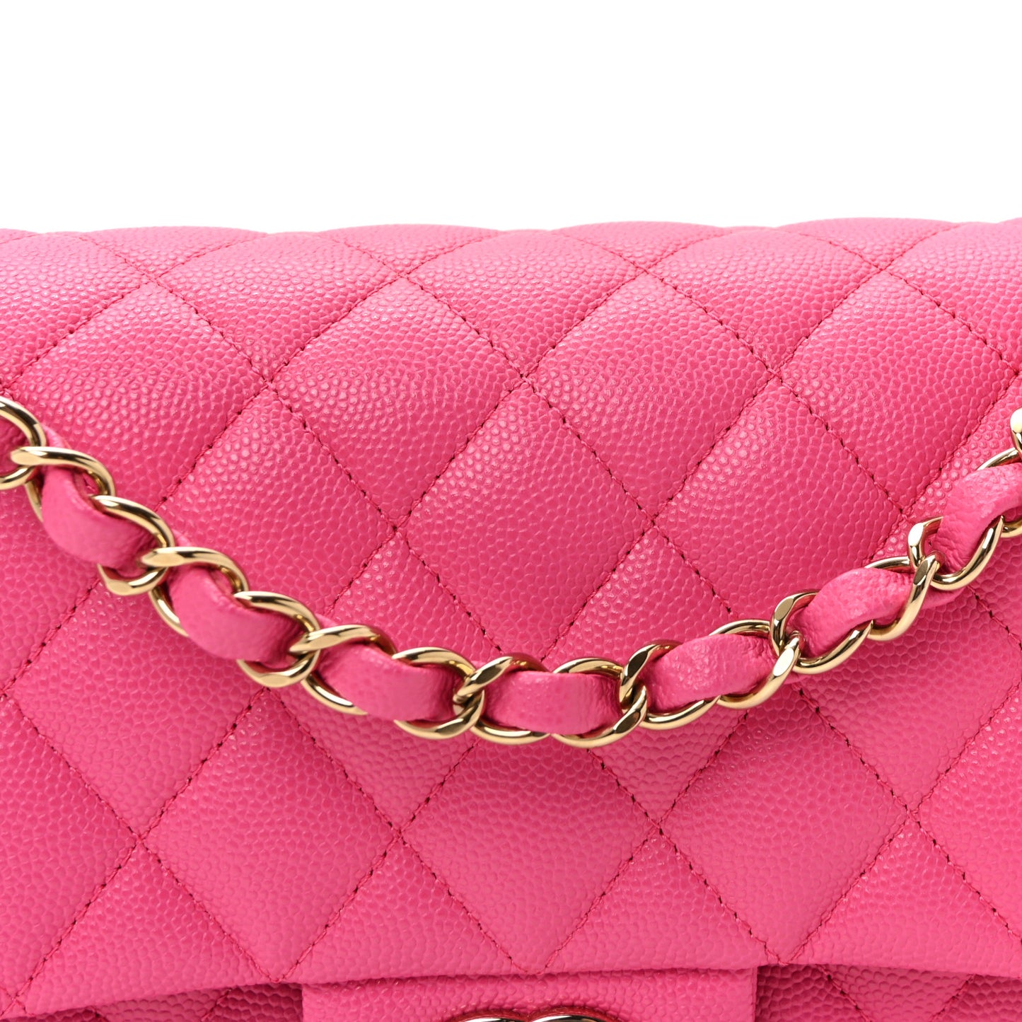 Caviar Quilted Medium Double Flap Dark Pink