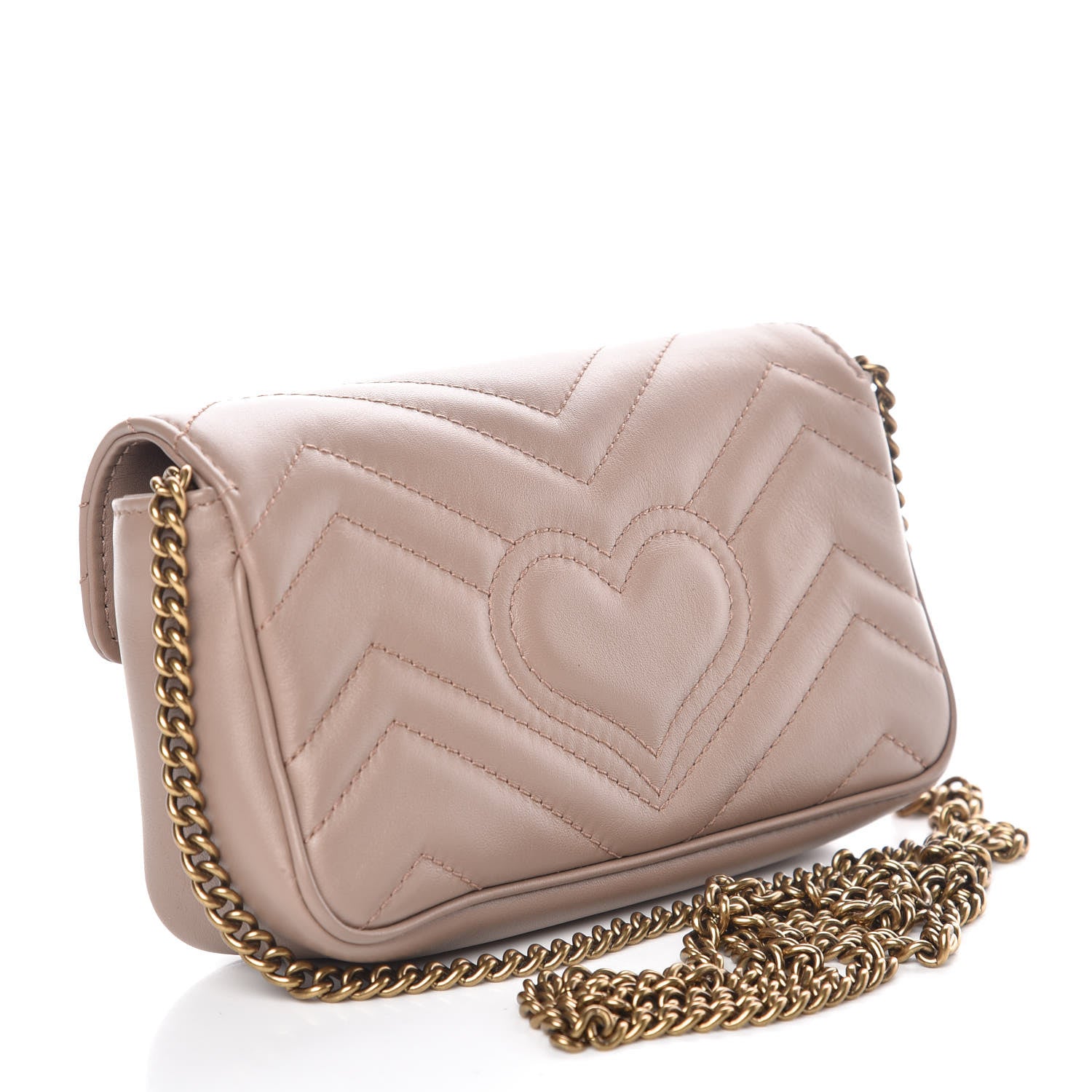 Gucci Calfskin Matelasse Super Mini GG Marmont Shoulder Bag Porcelain Rose 3 of 12